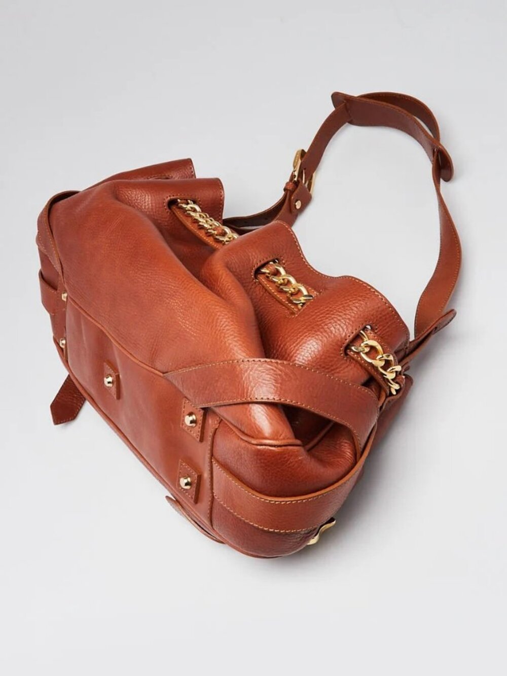 Burberry Brown Pebbled Leather Margaret Shoulder Bag - Picture 3 of 12